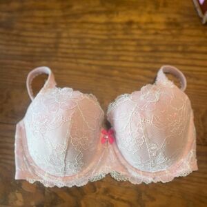 Victoria Secret Elegant Pink Lace Bra body by Victoria lined Demi double 36DDD